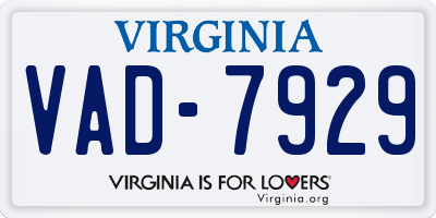 VA license plate VAD7929