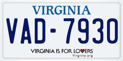 VA license plate VAD7930