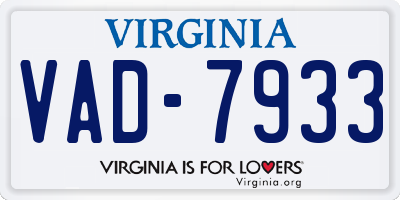 VA license plate VAD7933