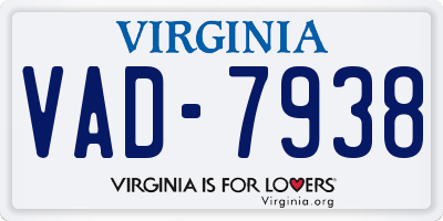 VA license plate VAD7938