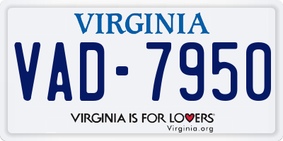 VA license plate VAD7950