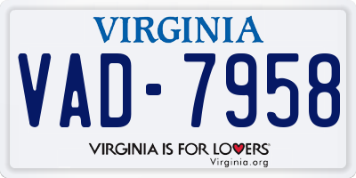 VA license plate VAD7958