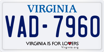 VA license plate VAD7960