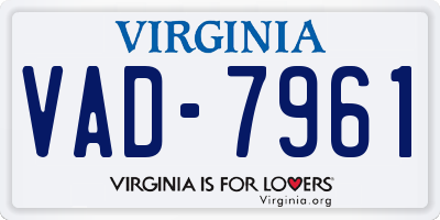 VA license plate VAD7961