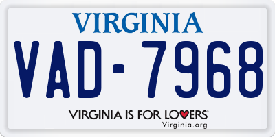 VA license plate VAD7968