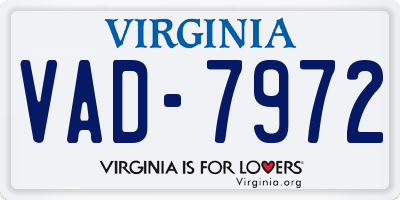 VA license plate VAD7972