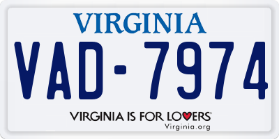 VA license plate VAD7974