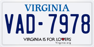 VA license plate VAD7978