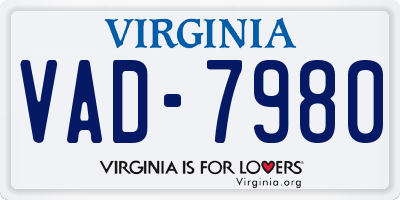 VA license plate VAD7980