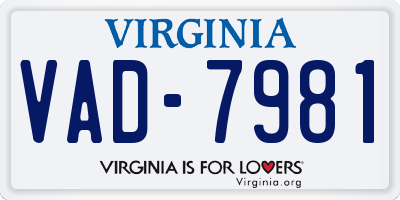 VA license plate VAD7981
