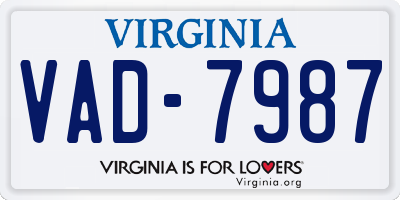 VA license plate VAD7987