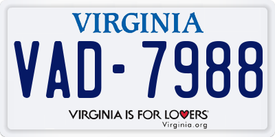 VA license plate VAD7988