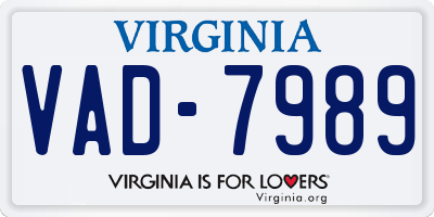 VA license plate VAD7989