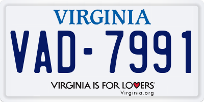 VA license plate VAD7991