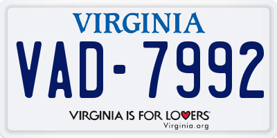 VA license plate VAD7992
