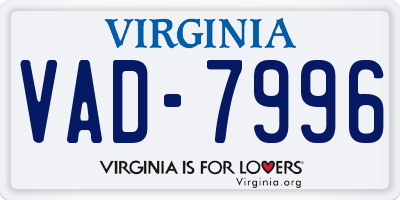 VA license plate VAD7996
