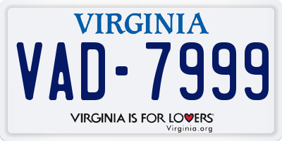 VA license plate VAD7999