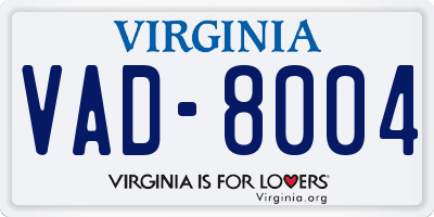 VA license plate VAD8004