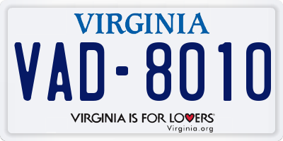 VA license plate VAD8010