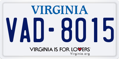VA license plate VAD8015
