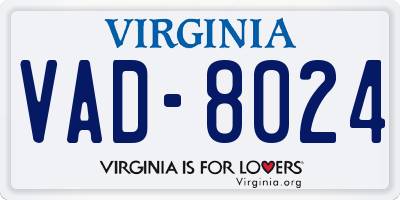 VA license plate VAD8024