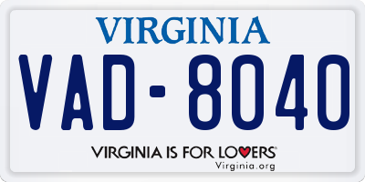 VA license plate VAD8040