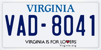VA license plate VAD8041