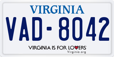 VA license plate VAD8042