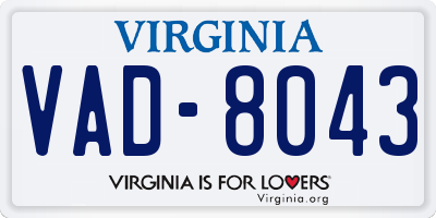 VA license plate VAD8043