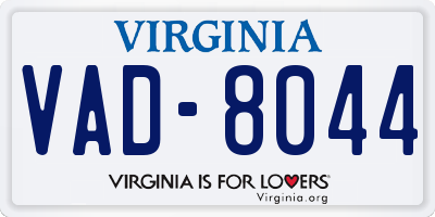 VA license plate VAD8044
