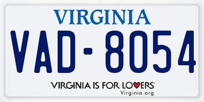 VA license plate VAD8054