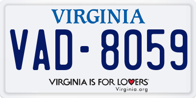 VA license plate VAD8059