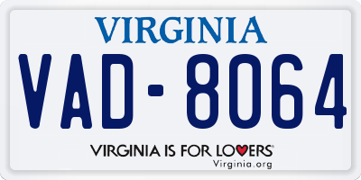 VA license plate VAD8064
