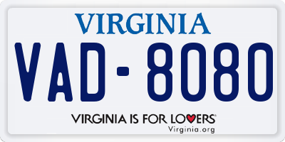 VA license plate VAD8080