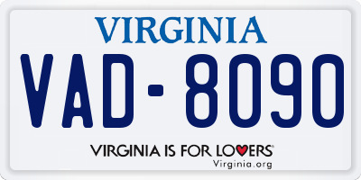 VA license plate VAD8090