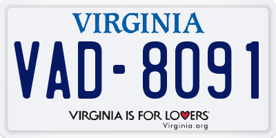 VA license plate VAD8091