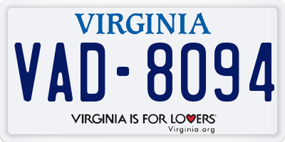 VA license plate VAD8094