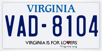 VA license plate VAD8104