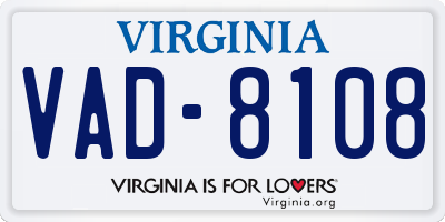 VA license plate VAD8108