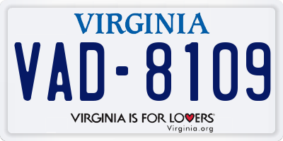 VA license plate VAD8109
