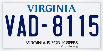 VA license plate VAD8115