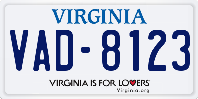 VA license plate VAD8123