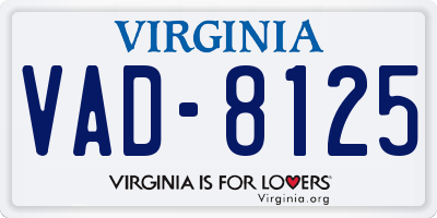 VA license plate VAD8125