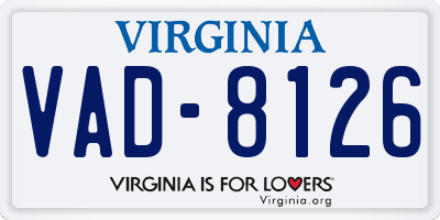 VA license plate VAD8126