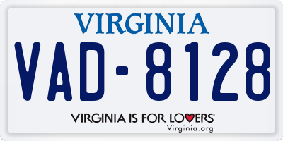 VA license plate VAD8128