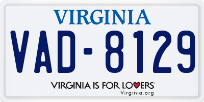 VA license plate VAD8129