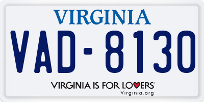 VA license plate VAD8130