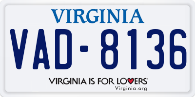 VA license plate VAD8136