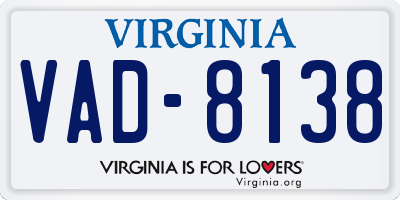VA license plate VAD8138