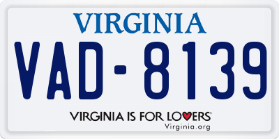VA license plate VAD8139